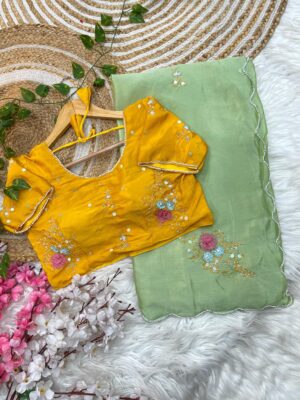 Very Soft Elegant Chinnon Fabric Sarees (8)