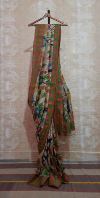 Zari Tussar Hand Kalamkari Painting Work Sarees (1)