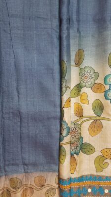 Zari Tussar Hand Kalamkari Painting Work Sarees (3)