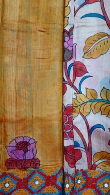 Zari Tussar Hand Kalamkari Painting Work Sarees (5)