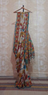 Zari Tussar Hand Kalamkari Painting Work Sarees (7)