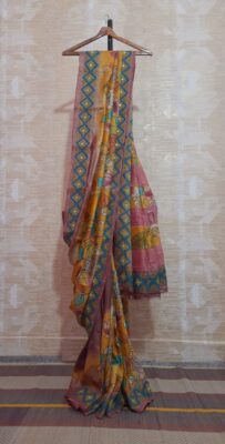Zari Tussar Hand Kalamkari Painting Work Sarees (8)