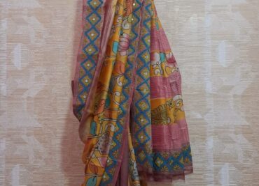 Zari Tussar Hand Kalamkari Painting Work Sarees (8)