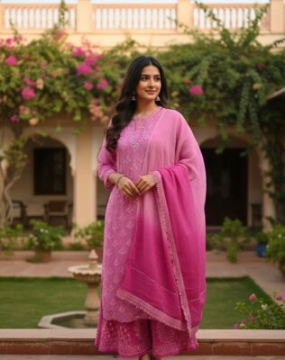 Beautiful Georgette Chikankari Handwork Sets (1)