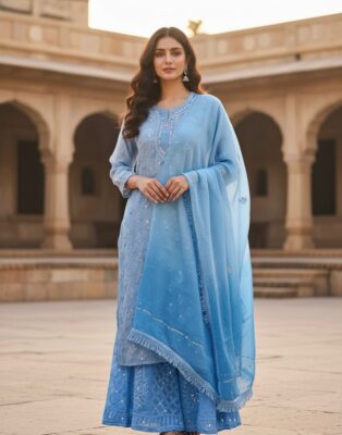 Beautiful Georgette Chikankari Handwork Sets (3)