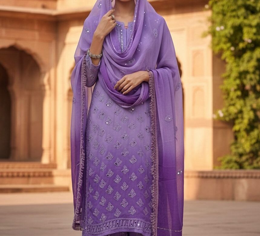 Beautiful Georgette Chikankari Handwork Sets (5)