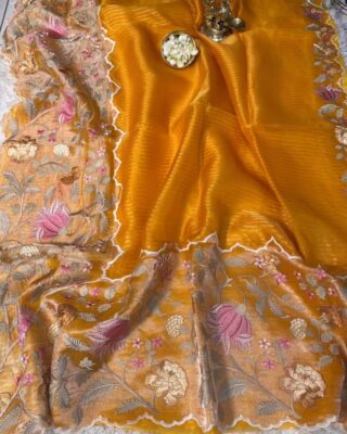 Exclusive Banarasi Pure Tissue Striped Sarees (1)