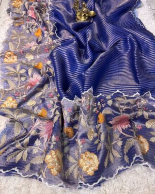 Exclusive Banarasi Pure Tissue Striped Sarees (17)
