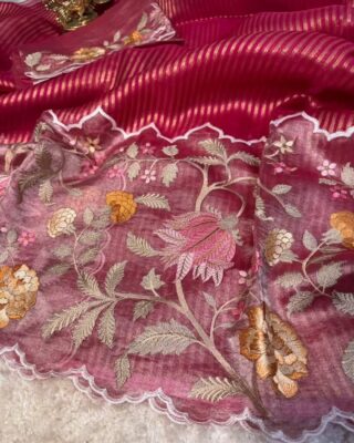 Exclusive Banarasi Pure Tissue Striped Sarees (9)