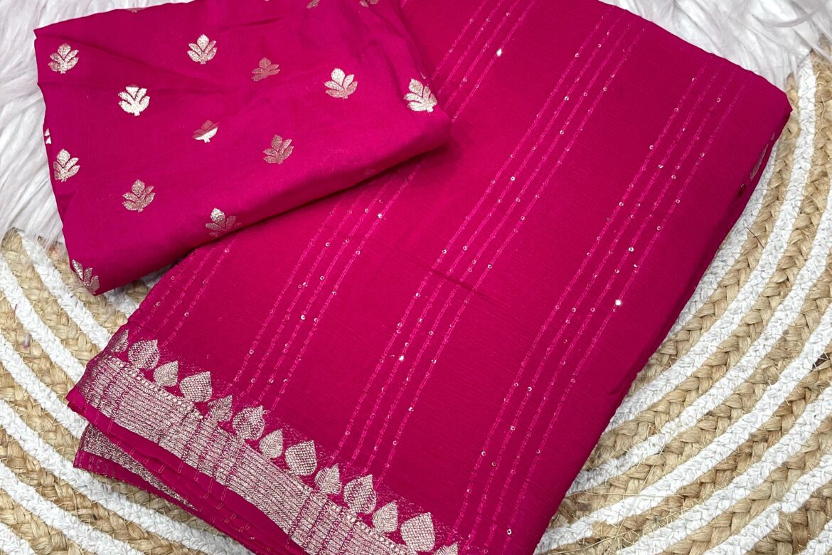 Exclusive Chinnon Chiffon Sarees With Blouse (4)