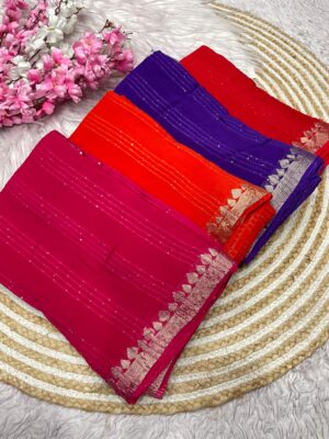 Exclusive Chinnon Chiffon Sarees With Blouse (9)