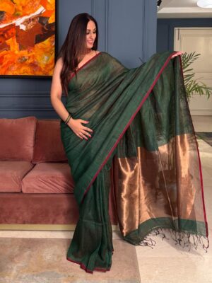 Exclusive Latest Linen Tissue Sarees (3)