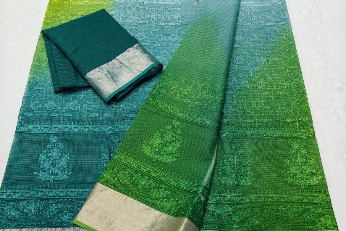 Exclusive Pure Kota Cotton Self Embroidary Sarees (1)