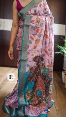 Exclusive Tussar Silk Handpainted Embroidary Work (1)