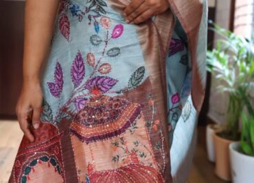 Exclusive Tussar Silk Handpainted Embroidary Work (10)