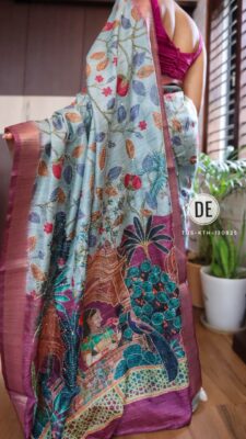 Exclusive Tussar Silk Handpainted Embroidary Work (19)