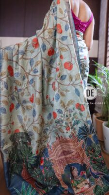 Exclusive Tussar Silk Handpainted Embroidary Work (20)
