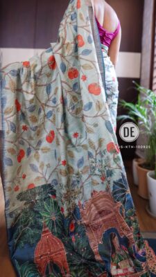 Exclusive Tussar Silk Handpainted Embroidary Work (3)