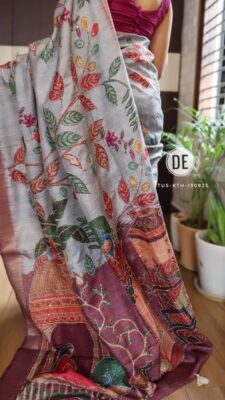 Exclusive Tussar Silk Handpainted Embroidary Work (5)