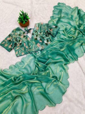Fancy Satin Sarees With Stitched Blouse (5)