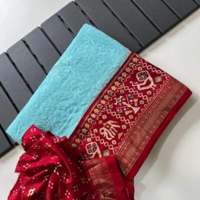 Georgette Chikankari Embroidary Sarees (13)