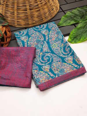 LAtest Ajrakh Block Prints Silk Sarees With Blouse (1)