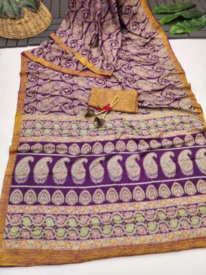 LAtest Ajrakh Block Prints Silk Sarees With Blouse (4)