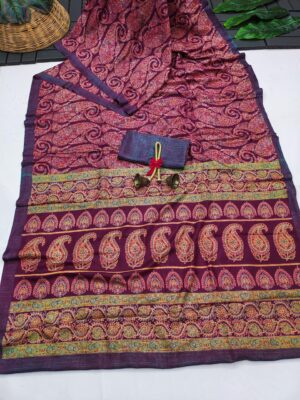 LAtest Ajrakh Block Prints Silk Sarees With Blouse (7)