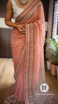 Latest Georgette Silk Sarees With Blouse. (24)