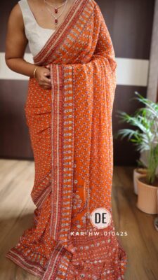 Latest Georgette Silk Sarees With Blouse. (29)