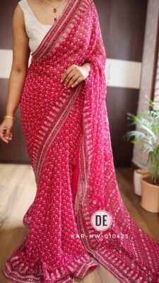 Latest Georgette Silk Sarees With Blouse. (31)
