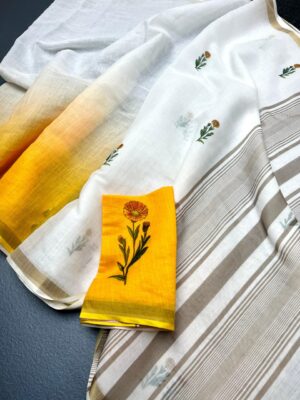 Latest Linen Digital Print Sarees (3)