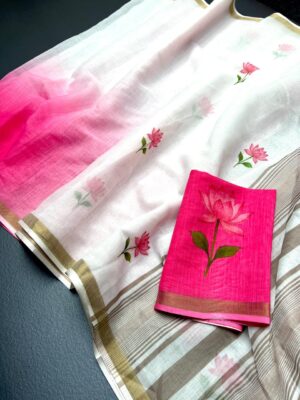 Latest Linen Digital Print Sarees (9)