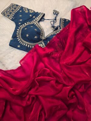 Latest Space Silk Sarees With Stitched Blouse (1)
