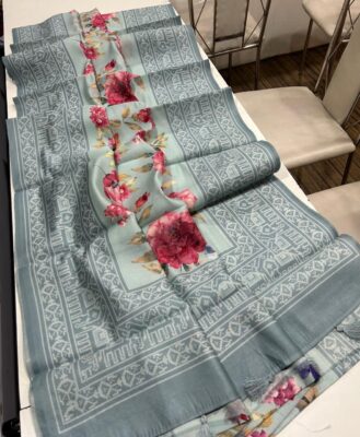 Light Weight Printed Tussar Silks Arees (7)