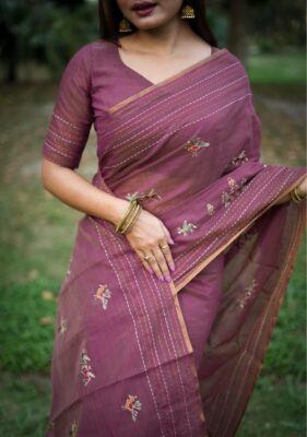Premium Khadi Tussar Silk Kantha Work Sarees (9)