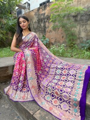 Pure Banarasi Georgette Meenakari Sarees (2)