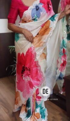 Pure Handloom Tussar Mirror Work Sarees (2)