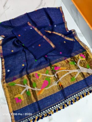 Pure Jaishree Linen Paithani Dress Materials (1)