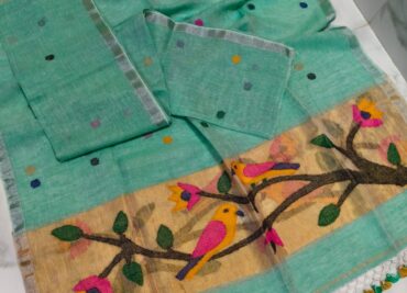 Pure Jaishree Linen Paithani Dress Materials (4)