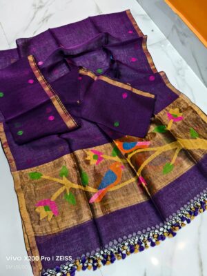 Pure Jaishree Linen Paithani Dress Materials (6)