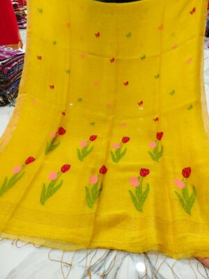Pure Jayshree Linen Jamdhani Sarees (2)