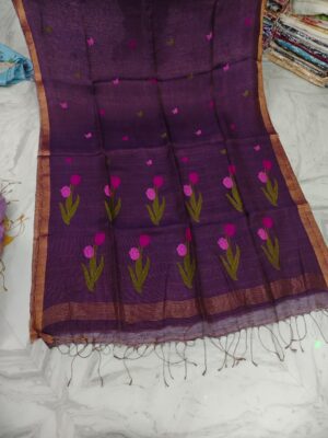 Pure Jayshree Linen Jamdhani Sarees (5)