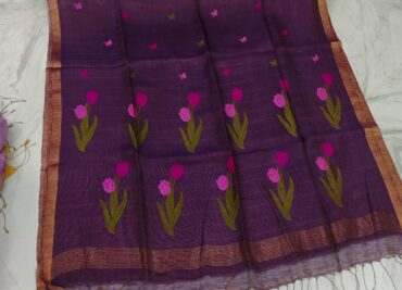 Pure Jayshree Linen Jamdhani Sarees (5)