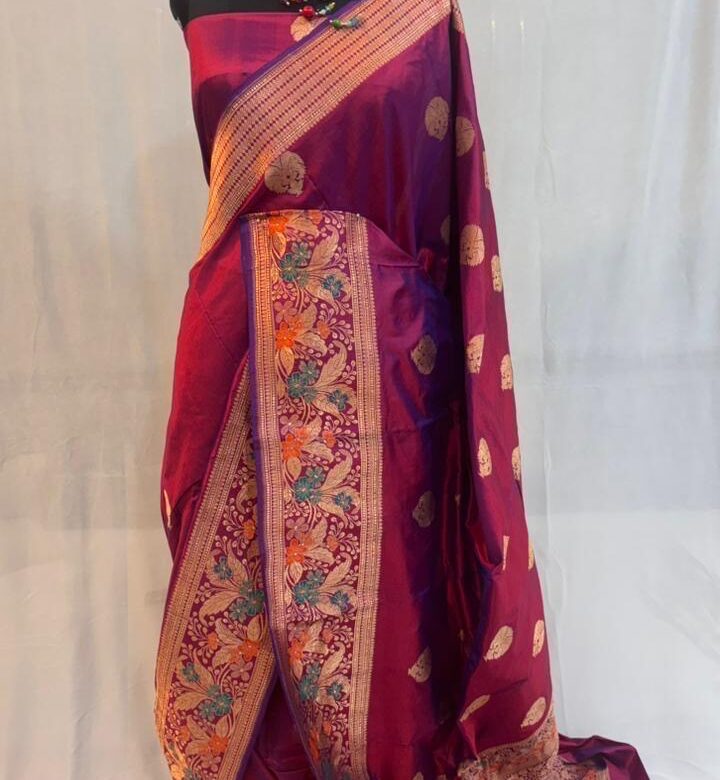 Pure Kataan Silk Meenakari Sarees With Blouse (3)