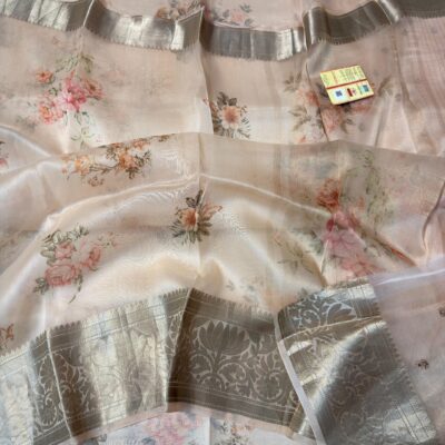 Pure Kora Silk Digital Printed Sarees (4)