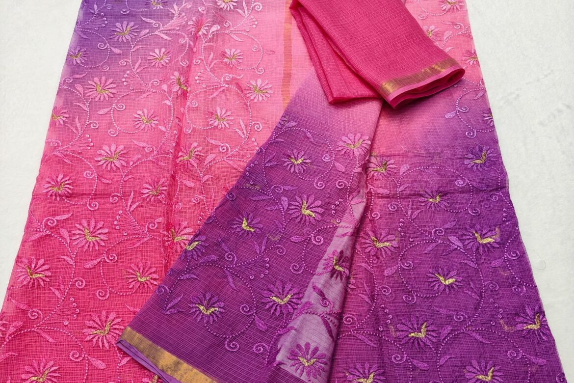 Pure Kota Cotton Chikankari Sarees (1)