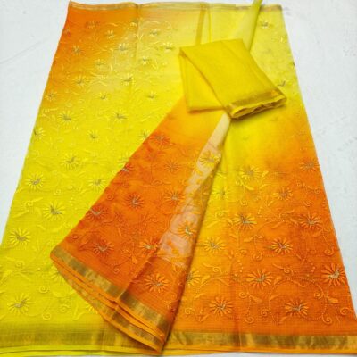 Pure Kota Cotton Chikankari Sarees (3)