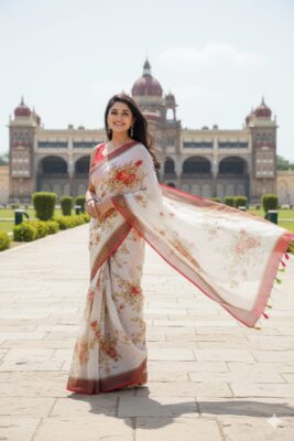 Pure Linen By Linen Digital Printed Sarees (21)