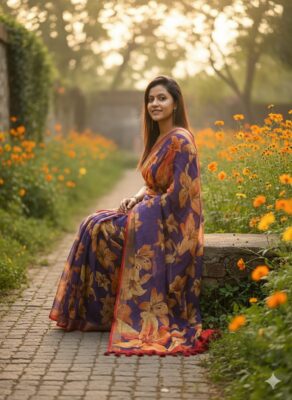 Pure Linen By Linen Digital Printed Sarees (41)